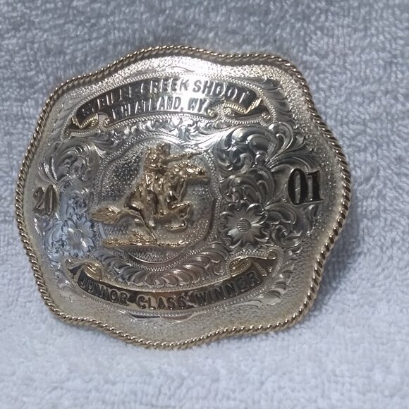 AQHA CMSA Cowboy Mounted Shooting Association Trophy Buckle Sybille Creek Shoot - Picture 4 of 12